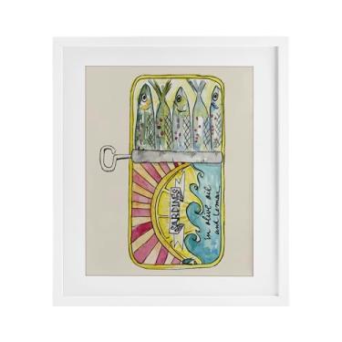 Imagem de Stupell Industries Impressão emoldurada branca em lata de sardinha pastel sob vidro por NOLA JAMES, 53 x 43