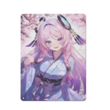 Imagem de Pôster de arte de menina de anime sexy quente placa de estanho vintage decoração de parede pôster 30,5 x 40,6 cm, AI308