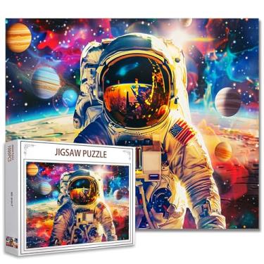 Imagem de Quebra-cabeça de astronauta colorido, 1000 peças para adultos, quebra-cabeça do espaço sideral para jogos desafiadores de atividades em família, quebra-cabeça colorido universo para presentes de