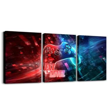 Imagem de jejeloiu Arte de parede infantil em tela gamer para sala de estar, quarto, jogos, decoração de parede para banheiro, jogos, crianças, meninos, meninas, pôsteres, decoração de sala de jogos, pintura