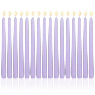 Imagem de MTLEE Vara de vela afunilada longa de 40,5 cm de comprimento, sem fumaça, sem perfume, cera de parafina com pavio de algodão para jantar, dia dos namorados, festa de casamento, igreja (roxo claro)