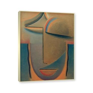 Imagem de NHLDZYH Moldura de champanhe. Impressões de arte Alexej von Jawlensky - Pintura de retrato - (cabeça abstrata 3) - Pôster de decoração de parede vintage. 40 x 50 cm - 15,8 x 19,7 pol