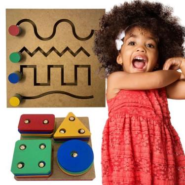 Imagem de Kit  Montessori Painel Psicomotor e Prancha de Seleção - Tralalá