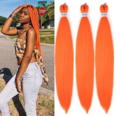 Imagem de Cabelo trançado laranja pré-esticado Kanekalon cabelo trançado pré-esticado