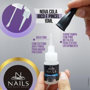Imagem de Cola 2 em 1 com Bico e pincel Nails Profissional P/ Unha Acrigel Porce