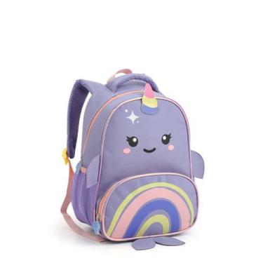 Imagem de Kit Lancheira Térmica e Mochila Escolar Zoop Seanite Animais, Roxo