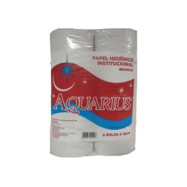 Imagem de Papel Higiênico Rolão Branco Folha Simples Fardo com 8 Rolos Aquarius 