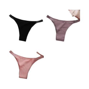 Imagem de Conjunto De 3 Calcinhas Femininas De Algodão, Tanga Sexy, Lingerie Ínt