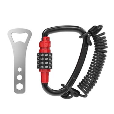 Imagem de UP Security Anel D de cadeado combinado com cabo retrátil, cadeado combo de 3 dígitos para capacete seguro, mochila, bagagem, anti-roubo, carrinho, scooter, armário de academia, cerca, viagem, uso ao