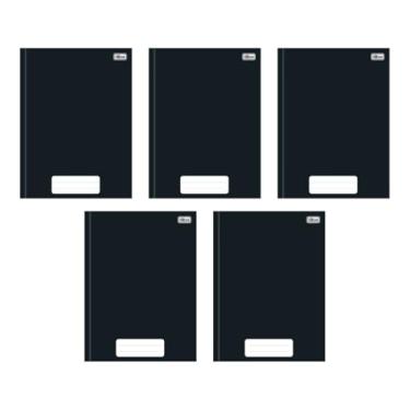 Imagem de Kit com 5 Cadernos de Brochura Pepper Preto com 80 Folhas Pautadas Pequeno Escolar Aula Linhas