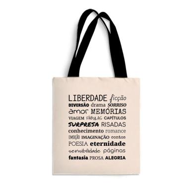Imagem de Ecobag Média livro book algodão sustentável cru ou preta kindle capa presente natal dia dos professores