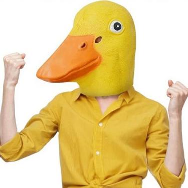 Imagem de Grymthvz Máscara de pato amarelo brilhante, máscara de látex de animal inovadora, adereço de festa à fantasia de carnaval