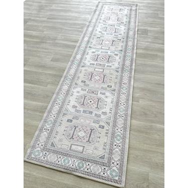 Imagem de Tapete Oushak desbotado, vintage turco, floral, pastel, grande, tapetes grandes para sala de estar, sala de jantar, quarto, cozinha, banheiro, berçário (848BrCr, 2'12.7 cm x 9'20.3 cm)