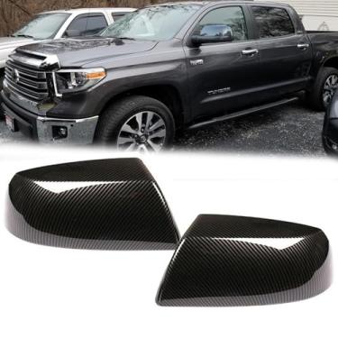 Imagem de Tampa do espelho retrovisor externo preto brilhante frontal lado do motorista para Toyota Tundra 2007-2021 Toyota Sequoia (fibra de carbono)