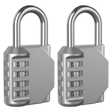 Imagem de AST Cadeado combinado, cadeado redefinível de 4 dígitos, pacote com 2, armário de academia escolar, armário esportivo, trava portátil de metal, trava combo para cerca, caixa de ferramentas, portão