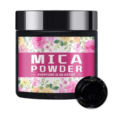 Imagem de Ninesung Pó de mica preta para fabricação de sabão - pigmento vibrante para resina epóxi, bombas de banho, geleca, velas e artesanato DIY - não tóxico, seguro para a pele, brilho ultrafino (preto, 59