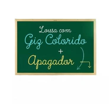 Imagem de Quadro Negro Verde, Quadro Negro Infantil，Com Ou Sem Giz, Apagador E Bandeja De Madeira Para Giz (80x60 Com Kit Completo)