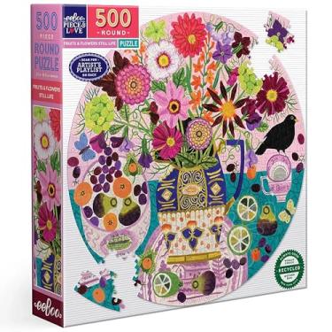 Imagem de Eeboo - Frutas e flores - quebra-cabeça redondo de 500 peças de papelão - dimensões 58,5 cm de diâmetro