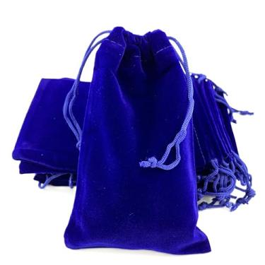 Imagem de AEAOA Sacos de presente, pacote com 10 peças de bolsas de joias de veludo com cordão de 23 x 18 cm, para doces, brinquedos, joias, guloseimas, lembrancinhas de festa de aniversário (azul royal)