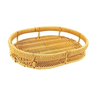 Imagem de Bothyi Bandeja de servir cesta de frutas rústica multifuncional, cesta de pão feita à mão para frutas, lanches, bebidas, café da manhã e vegetais, M