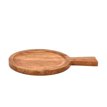 Imagem de Mahasu Tábua de cortar madeira de acácia e tábua de servir com alça de queijo para carne de pão (33 x 23 x 1,7 cm)