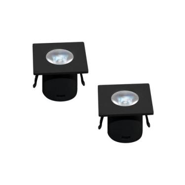 Imagem de KIT 2 MINI SPOT Luminaria LED QUADRADA 1W 3000K PRETO MOVEIS BIVOLT KI