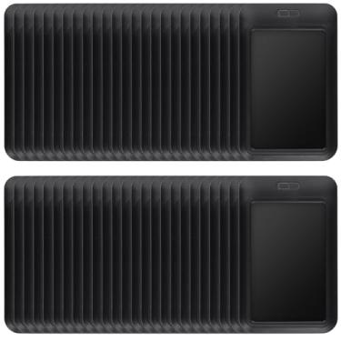 Imagem de SINJEUN Pacote com 50 porta-crachás deslizantes, porta-crachás pretos com janela transparente, suporte vertical de plástico rígido para cartões de crédito de identificação, cartões de crédito de