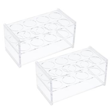 Imagem de OLYCRAFT 2 racks de tubo de ensaio de acrílico transparente com 8 furos 15,9 x 3 x 2,9 polegadas Suporte de tubo de ensaio de centrífuga Suporte de exibição de laboratório para tubos de teste de 50 ml