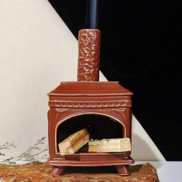 Imagem de MOUGIGI Suporte para queimador Palo Santo - Mini chaminé de cerâmica, tigela de borrão para queimar estilo chaminé retrô para sálvia, cones de incenso, bastão de incenso serve para velas pequenas