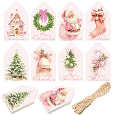 Imagem de Fullhawl 200 etiquetas de presente de Natal com corda de cânhamo anexada tema neutro etiquetas de Natal decorativas para Natal, faça você mesmo, embrulho de presente, artesanato, lembrancinhas de