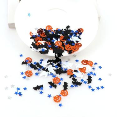 Imagem de Confetes de Halloween Hosfairy | Confete de abóbora fantasma, morcego, bruxa, aranha, dia das bruxas, confetes para decoração de festa de Halloween, 100 g
