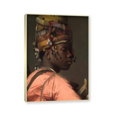 Imagem de NHLDZYH Moldura champanhe. Imagem natureza em tela, (sem título 73) por Jean Leon Gerome, reprodução de quadros, quadro de arte de parede de tela para casa. 50x70cm