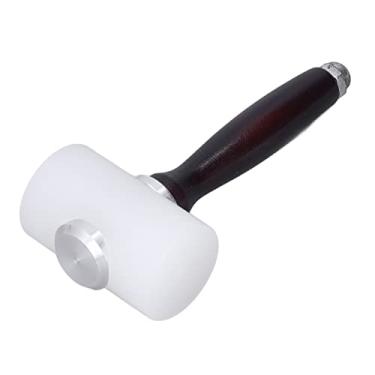 Imagem de Shipenophy Martelo de entalhe de couro de nylon, cabo de madeira, ferramenta profissional de artesanato em couro para entalhar em couro faça você mesmo, perfuração de corte com cabo de sândalo 19 cm