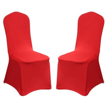 Imagem de Wuluwala Pacote com 2 capas de cadeira dobráveis de elastano elástico, capas removíveis para cadeiras, protetores universais, com bolso elástico para os pés, para festa de casamento, banquete