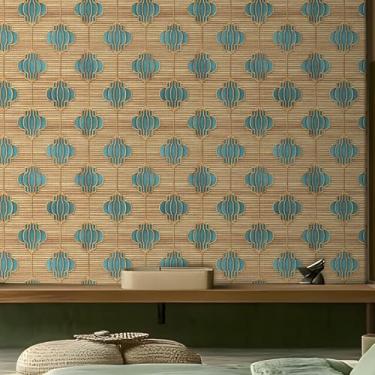Imagem de ESSMOKO Papel de parede retrô tapete de bambu estilo PVC impermeável autoadesivo loja de quarto decorativo papel de parede adesivo de móveis tecido de bambu 45 * 300 cm