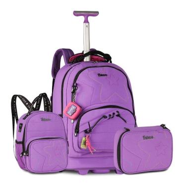 Imagem de Kit Escolar Luluca Mochila Com Lancheira E Estojo Box Lilás