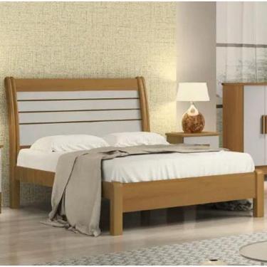 Imagem de Cama Casal Esmeralda 100%MDF Cinamomo/Off - D Doro Móveis
