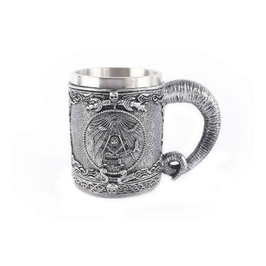 Imagem de Caneca Medieval Maçônica Cavaleiro Aço Inox Retro