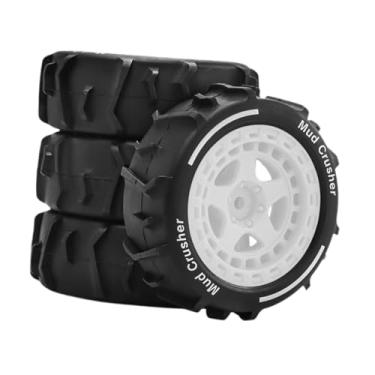 Imagem de KiBcsLic 4 peças de rodas de off-road RC de 2,8 x 1 polegada de substituição para escala 1:14, acessórios leves, peças de reposição, instalação rápida, Branco