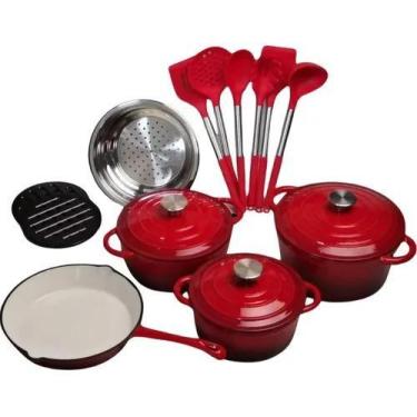 Imagem de Jogo De Panelas 16 Peças Ferro Fundido Esmaltado Novakasa - novacasa