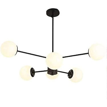 Imagem de Lustre Nordic Glass Ball Chandelier, Luminária pendente de vidro de meados do século, Luminária de teto, Luminária suspensa, Quarto, Sala de jantar, Loft, Café, Luzes suspensas (Preto, 8 li