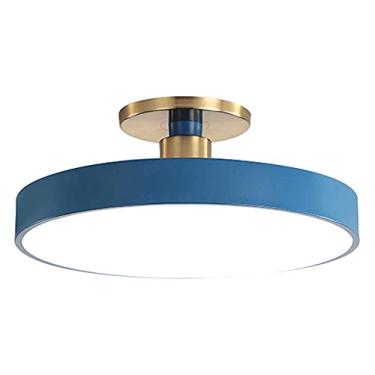 Imagem de Lustre de teto nórdico com controle remoto, design criativo, abajur de metal colorido, luminária de teto semi-embutida para corredores e varandas.