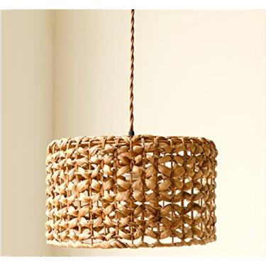 Imagem de Luminária pendente vintage feita à mão em rattan, lustre de bambu natural, luminárias retrô de madeira E27, abajur redondo, altura ajustável, mesa de jantar, sala de estar, café, corredor, l