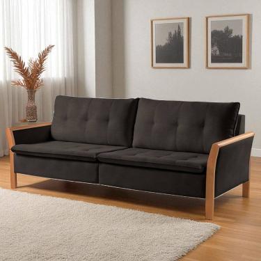 Imagem de Sofá Fixo Matteo 3 Lugares Luxo 2,0m Castellar Móbile Sintético Preto