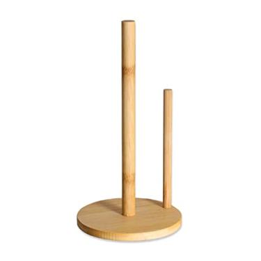 Imagem de Suporte de toalha de papel moderno suporte de toalha de papel de madeira simples suporte de rolo de papel de bancada para cozinha, banheiro, quarto, suporte de corda de cânhamo (cor: Chocolate) (verde