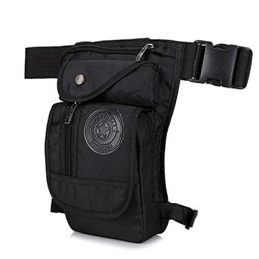 Imagem de Bolsa de perna de caminhada e ciclismo, bolsa de cintura multifuncional, bolsa de perna masculina de lona, bolsa de ombro multiuso, mensageiro, cinto, bumbum, cintura, pochete, Uma cor, Black