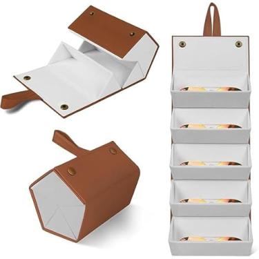 Imagem de Porta Óculos Estojo Portátil Organizador Viagem Necessaire Dobrável 5/3 Divisórias(5 Graus Marrom)