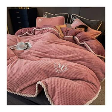 Imagem de Conjunto de cama de veludo de inverno cor sólida coral grosso AB capa de edredom quente capa de edredom capa de edredom completo (cor: F, tamanho: 1,2 m-150 x 200 cm conjunto de 3 peças) (E 1,8 m)