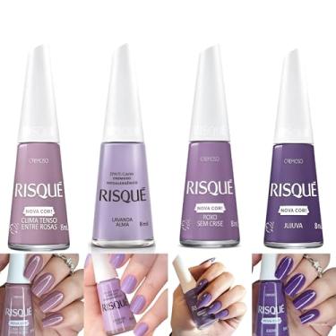 Imagem de Kit 5 Esmaltes Risqué Cores Cremosas Tons Lilás Lavanda Esmalte (4 Cores)