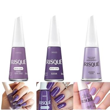 Imagem de Kit 5 Esmaltes Risqué Cores Cremosas Tons Lilás Lavanda Esmalte (3 Cor)